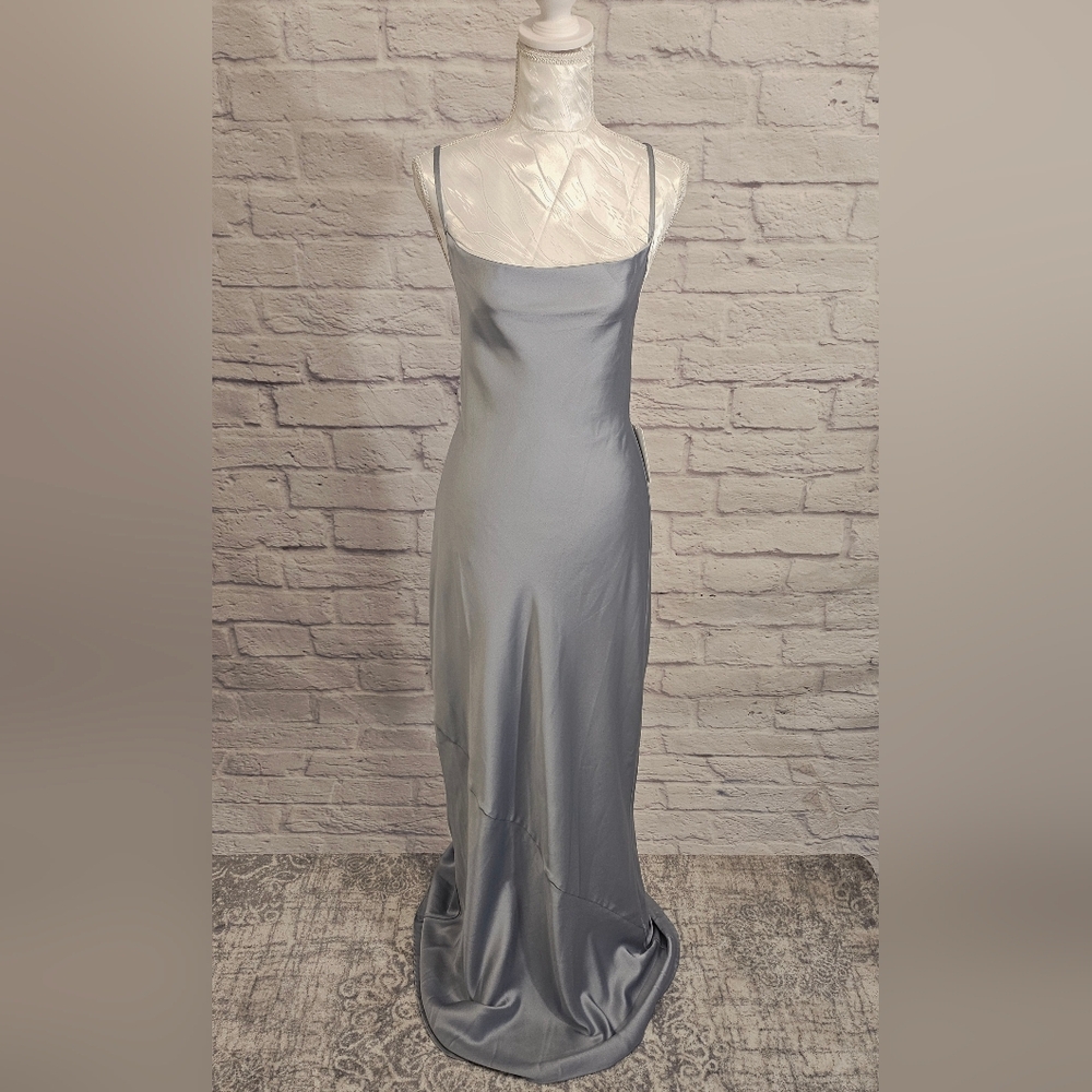 SHOW ME YOUR MUMU TUSCANY Maxy slip dress Steel Blue Satin